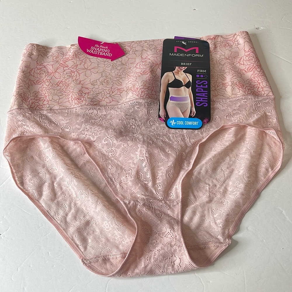 Maidenform Firm Control Shaping Lace Brief Pirouette Pink XL